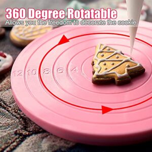 16PCS Cookie Decorating Kit Supplies Including 1 Acrylic Cookie Turntable, 6 Cookie Scribe Needle, 6 Cookie Decoration Brushes, 2 Tweezers and 1 Anti-Slip Silicone Mat (A)