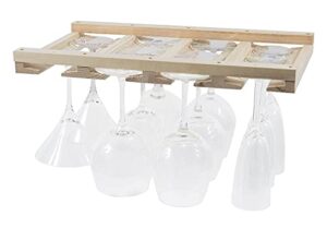 rustic state 4 sectional adjustable under cabinet mount wood stemware rack hanging shelf glassware holder bar organizer with up to 12 wine glass storage 10 inch deep natural