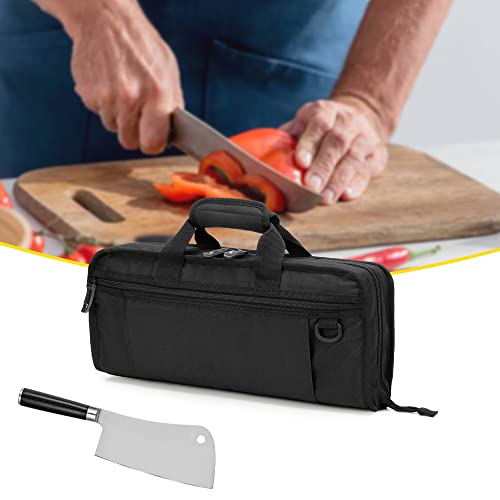 SAMDEW Chef Knife Bag with Lockhole & 17 + 6 Slots, Knife Carrying Case for Professional Chefs, Portable Knife Carrier for Chef Knife Storage, Travel Chef Knife Roll Bag for Kitchen Utensils, Bag Only