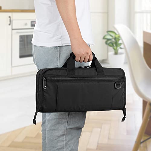 SAMDEW Chef Knife Bag with Lockhole & 17 + 6 Slots, Knife Carrying Case for Professional Chefs, Portable Knife Carrier for Chef Knife Storage, Travel Chef Knife Roll Bag for Kitchen Utensils, Bag Only