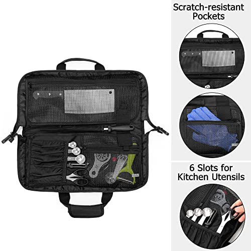 SAMDEW Chef Knife Bag with Lockhole & 17 + 6 Slots, Knife Carrying Case for Professional Chefs, Portable Knife Carrier for Chef Knife Storage, Travel Chef Knife Roll Bag for Kitchen Utensils, Bag Only