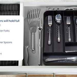 AuldHome Farmhouse Enamelware Silverware Organizer (Black), Divided Cutlery Utensil Drawer Organizer