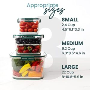 DMagazi Fruit Storage Containers for Fridge | 3 Set Fruit and Vegetable Storage Containers for Organizing with Strainer | Stackable Food Storage Containers With Lids Airtight