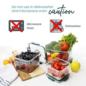 DMagazi Fruit Storage Containers for Fridge | 3 Set Fruit and Vegetable Storage Containers for Organizing with Strainer | Stackable Food Storage Containers With Lids Airtight