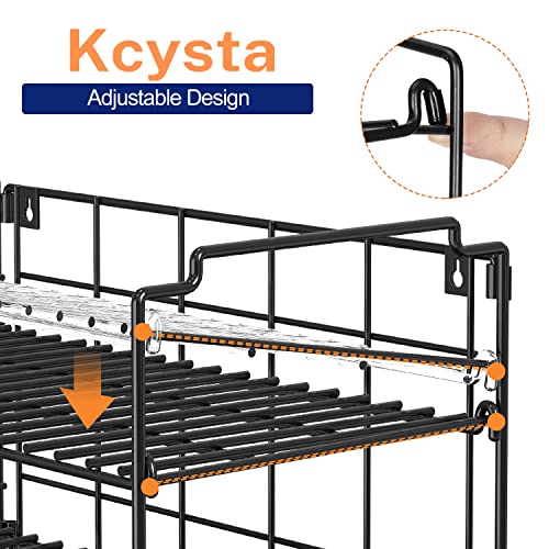 Kcysta Water Bottle Organizer, 4 Tier Adjustable Water Bottle Holder, Stackable Bottle Organizer, Water Bottle Storage for Countertop, Cabinet, Black