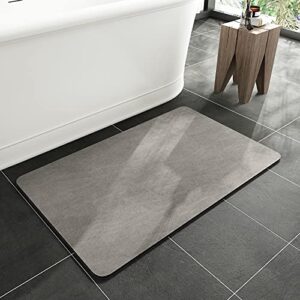 montvoo-bath mat rug-rubber non slip quick dry super absorbent thin bathroom rugs fit under door-washable bathroom floor mats-shower rug for in front of bathtub,shower room,sink (16×24, gray)