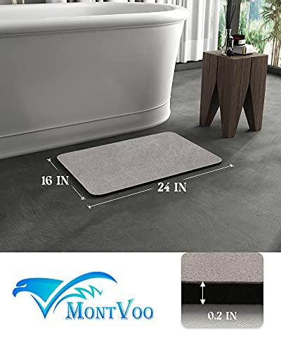 MontVoo-Bath Mat Rug-Rubber Non Slip Quick Dry Super Absorbent Thin Bathroom Rugs Fit Under Door-Washable Bathroom Floor Mats-Shower Rug for in Front of Bathtub,Shower Room,Sink (16x24, Gray)