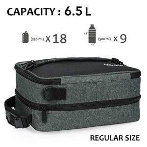 Expandable Insulated Lunch Bag, Leakproof Flat Lunch Cooler Tote with Shoulder Strap for Men and Women, Suitable for Work & Office by Tirrinia, Charcoal