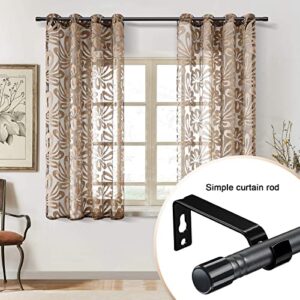 Curtain Rods for Windows 28 to 48 Inch, 5/8 Inch Matte Black Curtain Rod Set with Brackets Heavy Duty Small Drapery Curtain Rods, Size: 23-52 Inch