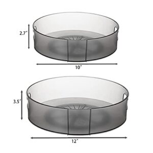 Dicunoy 2 Pack Lazy Susan Organizers and Storage, 12"/10" Turntable Plastic Kitchen Cabinets Turntray Container Bins for Pantry, Fridge, Countertop, Vanity, Sink, Spices, Condiments