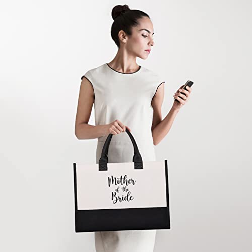 Lamyba Mother of the Bride Gifts,Mother of the Bride Tote Bag With Makeup Bag,Bridal Shower Gifts,Black and White