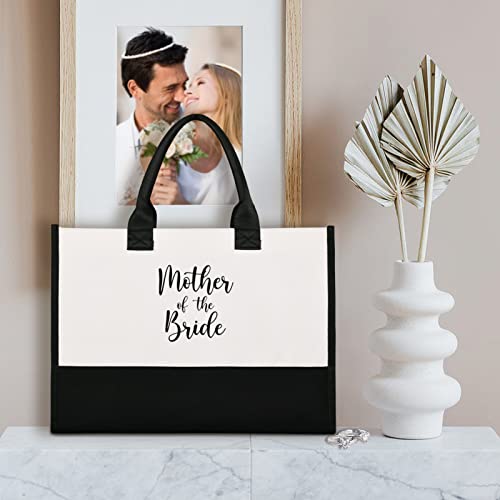 Lamyba Mother of the Bride Gifts,Mother of the Bride Tote Bag With Makeup Bag,Bridal Shower Gifts,Black and White