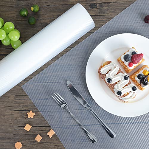 BAKHUK Shelf Liner for Kitchen Cabinets, 4 Rolls of 17.5 Inches x 25 FT, Non Adhesive Cabinet Liner, Double Sided Non-Slip Drawer Liner, Clear Ribbed Washable Refrigerator Mats for Pantry Cabinet