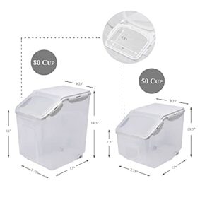 HANAMYA 15 Liter / 30 lbs Rice Storage Container with Measuring Cup, BPA free, For Rice | Grain | Pet Food | Flour, 2 counts, Clear