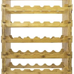 Sorbus Stackable Bamboo Wine Rack — Classic Style Wine Racks for Bottles — Perfect for Bar, Wine Cellar, Basement, Cabinet, Pantry, etc. (6-Tier)