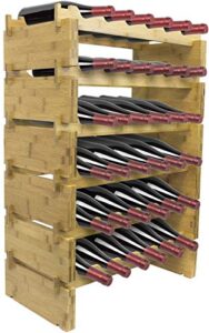 sorbus stackable bamboo wine rack — classic style wine racks for bottles — perfect for bar, wine cellar, basement, cabinet, pantry, etc. (6-tier)