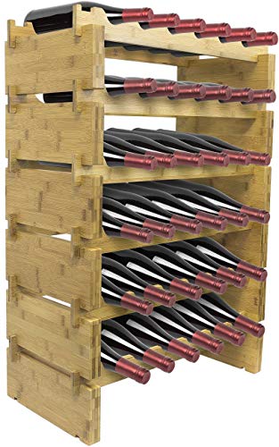 Sorbus Stackable Bamboo Wine Rack — Classic Style Wine Racks for Bottles — Perfect for Bar, Wine Cellar, Basement, Cabinet, Pantry, etc. (6-Tier)