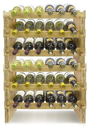 Sorbus Stackable Bamboo Wine Rack — Classic Style Wine Racks for Bottles — Perfect for Bar, Wine Cellar, Basement, Cabinet, Pantry, etc. (6-Tier)