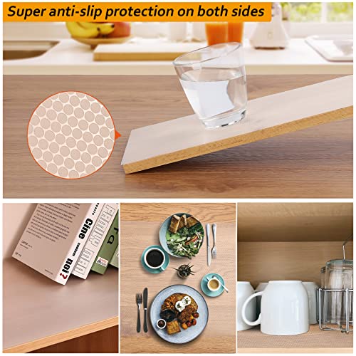 Anoak Shelf Liner Non Adhesive Drawer Liner, Non-Slip Kitchen Cabinet Liner Washable Refrigerator Liners Waterproof Fridge Liner Drawer Mat for Cupboard, Pantry Shelves, Bathroom (12 inches x 5 Feet)