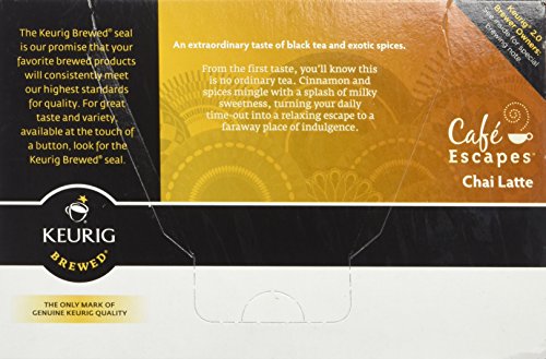 Café Escapes Chai Latte Keurig K-Cups Coffee, 12 Count