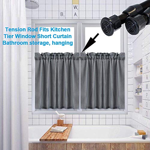 AIZESI 2PCS Tension Rod Tier Window Short Curtain Rod,16 to 28inch,black,small Short Expandable Spring Loaded Curtain Tension Rods for Cupboard,kitchen，small Window