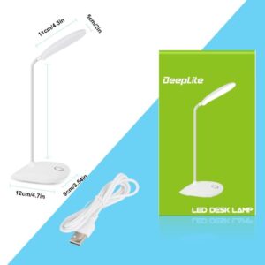 DEEPLITE LED Desk Lamp with Flexible Gooseneck 3 Level Brightness, Battery Operated Table Lamp 5W Touch Control, Compact Portable lamp for Dorm Study Office Bedroom, Eye-Caring and Energy Saving