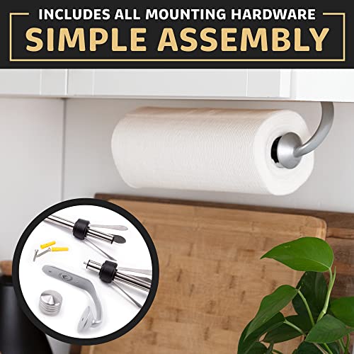 One Handed Tear Wall Mounted & Under Counter Paper Towel Holder Dispenser - Stainless Steel Wall Mount Paper Towel Holder - Easy to Install Horizontally or Vertically - Hardware Included – 11 Inches