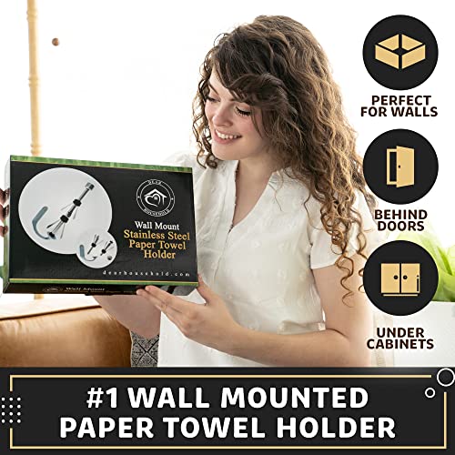 One Handed Tear Wall Mounted & Under Counter Paper Towel Holder Dispenser - Stainless Steel Wall Mount Paper Towel Holder - Easy to Install Horizontally or Vertically - Hardware Included – 11 Inches