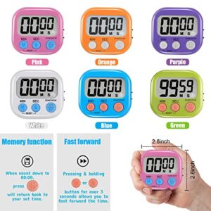 6 Pack Multi-Function Electronic Timer - Magnetic Digital Timers Big LCD Display The Loud / Silent Switch Countdown Timer Extensively Use in Break Time, Cooking,Gym, Meeting, Classroom