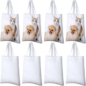 frienda 8 pieces sublimation tote bags sublimation blank canvas bags reusable polyester grocery bags for diy crafting and decorating