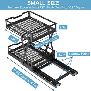 VOGWOLTH Spice Rack Organizer for Cabinet Seasoning Pull Out Pantry Kitchen Closet Storage Shelf Sliding Inside Cabinets Organization Height Adjustable Heavy Duty Metal Basket