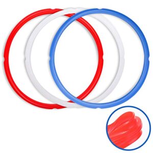 sealing rings for instant pot accessories of 6 qt models – red, blue and clear, sweet and savory edition – 3 pack bpa-free food-grade replacement silicone seal gaskets for instpot 6 quart