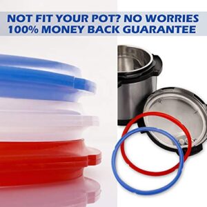 Sealing Rings for Instant Pot Accessories of 6 Qt Models - Red, Blue and Clear, Sweet and Savory Edition - 3 Pack BPA-Free Food-grade Replacement Silicone Seal Gaskets for Instpot 6 Quart
