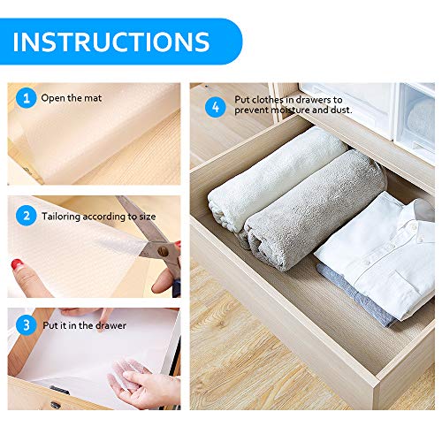 amorus Shelf Liner Draw Liner Cabinet Liner, 3 Rolls Non Adhesive Liners for Drawers Shelves Kitchen Cabinets Dresser, 17.7 x 59 inches - Clear