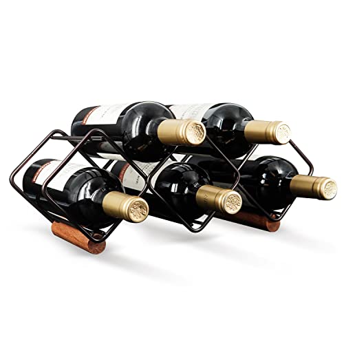 TOMORAL Wine Rack, Countertop Wine Rack ,5 Bottle Wine Holder for Wine Storage ,No Assembly Required, Modern Metal Wine Rack ,Small Wine Rack