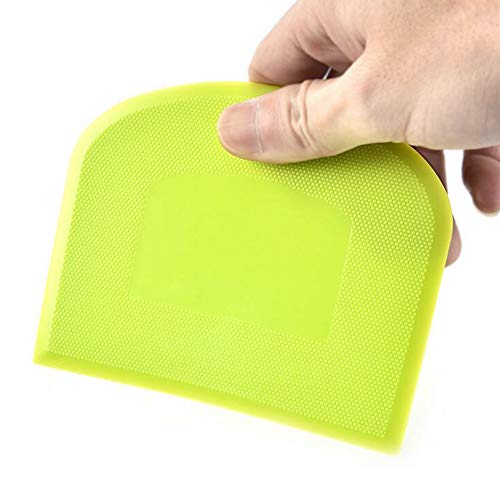 lasenersm 2 Pieces Dough Scraper Bowl Scraper Food-safe Plastic Dough Cutter Flexible Plastic Scraper Bench Scraper Multipurpose Food Scrappers for Bread Dough Cake Fondant Icing, White, Green