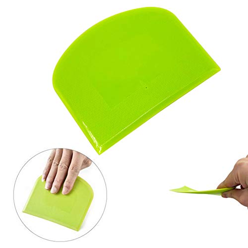 lasenersm 2 Pieces Dough Scraper Bowl Scraper Food-safe Plastic Dough Cutter Flexible Plastic Scraper Bench Scraper Multipurpose Food Scrappers for Bread Dough Cake Fondant Icing, White, Green