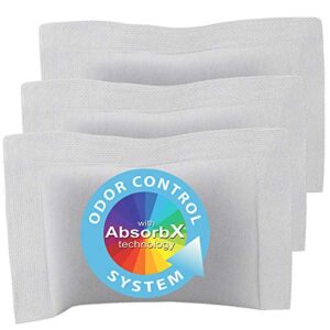 itouchless absorbx odor removers 3-pack biodegradable deodorizer filters fits trash cans with standard size compartment, for fresh smelling kitchen, bathroom, home, office, white