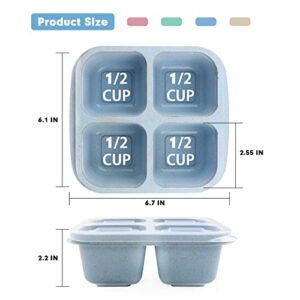 PUiKUS 4 Pack Snack Containers, 4 Compartments Bento Snack Box, Reusable Meal Prep Lunch Containers for Kids Adults, Divided Food Storage Containers for School Work Travel