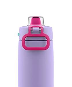 Ello Kids Colby 12oz Stainless Steel Insulated Water Bottle with Straw and Built-In Silicone Coaster (Lilac/Pink)