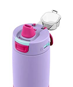 Ello Kids Colby 12oz Stainless Steel Insulated Water Bottle with Straw and Built-In Silicone Coaster (Lilac/Pink)