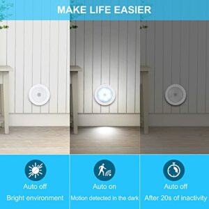 Mlambert 4 Pack Motion Sensor LED Night Light, Non-Fall Cordless Battery-Powered Wall Light, Stick-on Magnet Closet Lights, Safe Lights for Stairs, Hallway, Kitchen, Cabinet, White