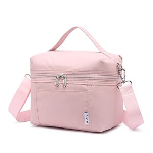 nol insulated lunch bags for women small cute cooler bag lightweight nylon waterproof kids lunch box for work (small, pink)