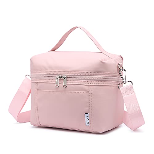 NOL Insulated Lunch Bags for Women Small Cute Cooler Bag Lightweight Nylon Waterproof Kids Lunch Box For Work (Small, Pink)