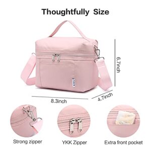 NOL Insulated Lunch Bags for Women Small Cute Cooler Bag Lightweight Nylon Waterproof Kids Lunch Box For Work (Small, Pink)