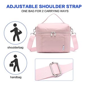 NOL Insulated Lunch Bags for Women Small Cute Cooler Bag Lightweight Nylon Waterproof Kids Lunch Box For Work (Small, Pink)