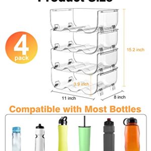 Hyperzoo Water Bottle Organizer, Water Bottle Holder, Plastic Stackable Water Bottle Storage Rack for Kitchen Cabinets/Countertop/Refrigerator/Pantry Storage/Home Organization and Storage, Clear-4pack