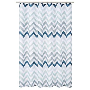 amazon basics fabric shower curtain with grommets and hooks – 72 x 72 inch, blue ombre chevron