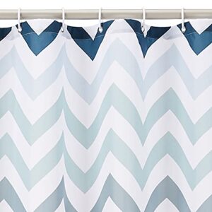 Amazon Basics Fabric Shower Curtain with Grommets and Hooks - 72 x 72 Inch, Blue Ombre Chevron