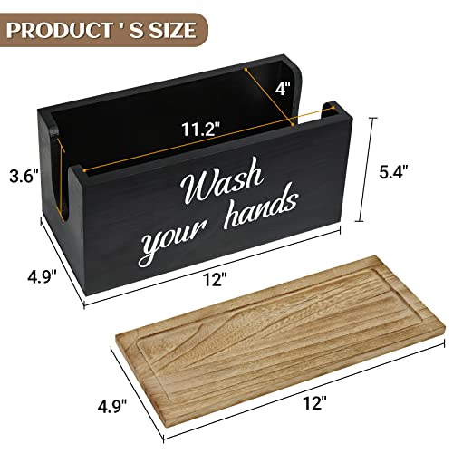Solid Wood Paper Towel Dispenser Wall Mount, Commercial Paper Towel Holder with Lid Countertop, C-Fold, Z-Fold, Trifold Paper Towel Dispenser Hand Towel Holder for Bathroom and Kitchen